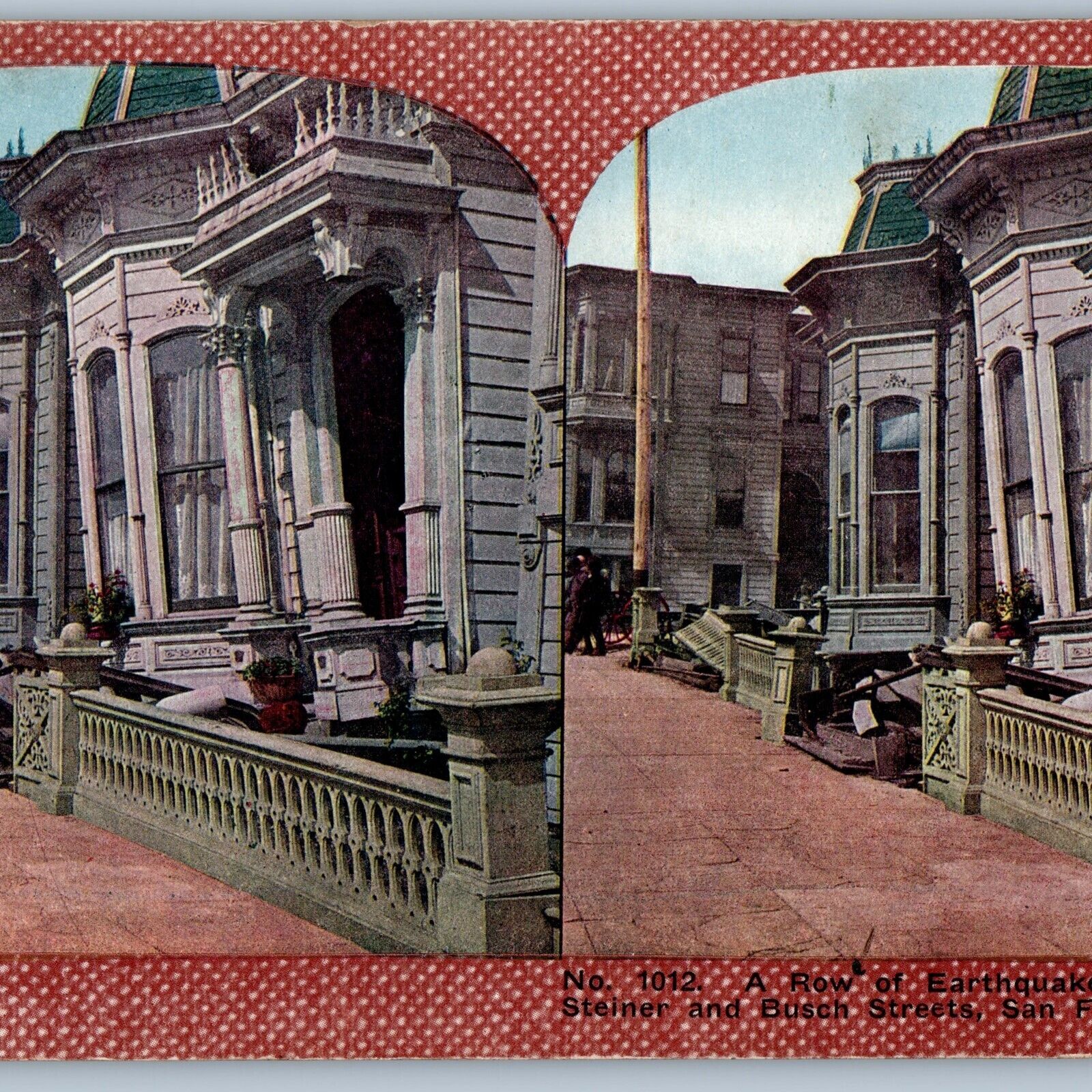 1906 San Francisco Earthquake Fire Steiner & Busch Street Houses Stereoview V41