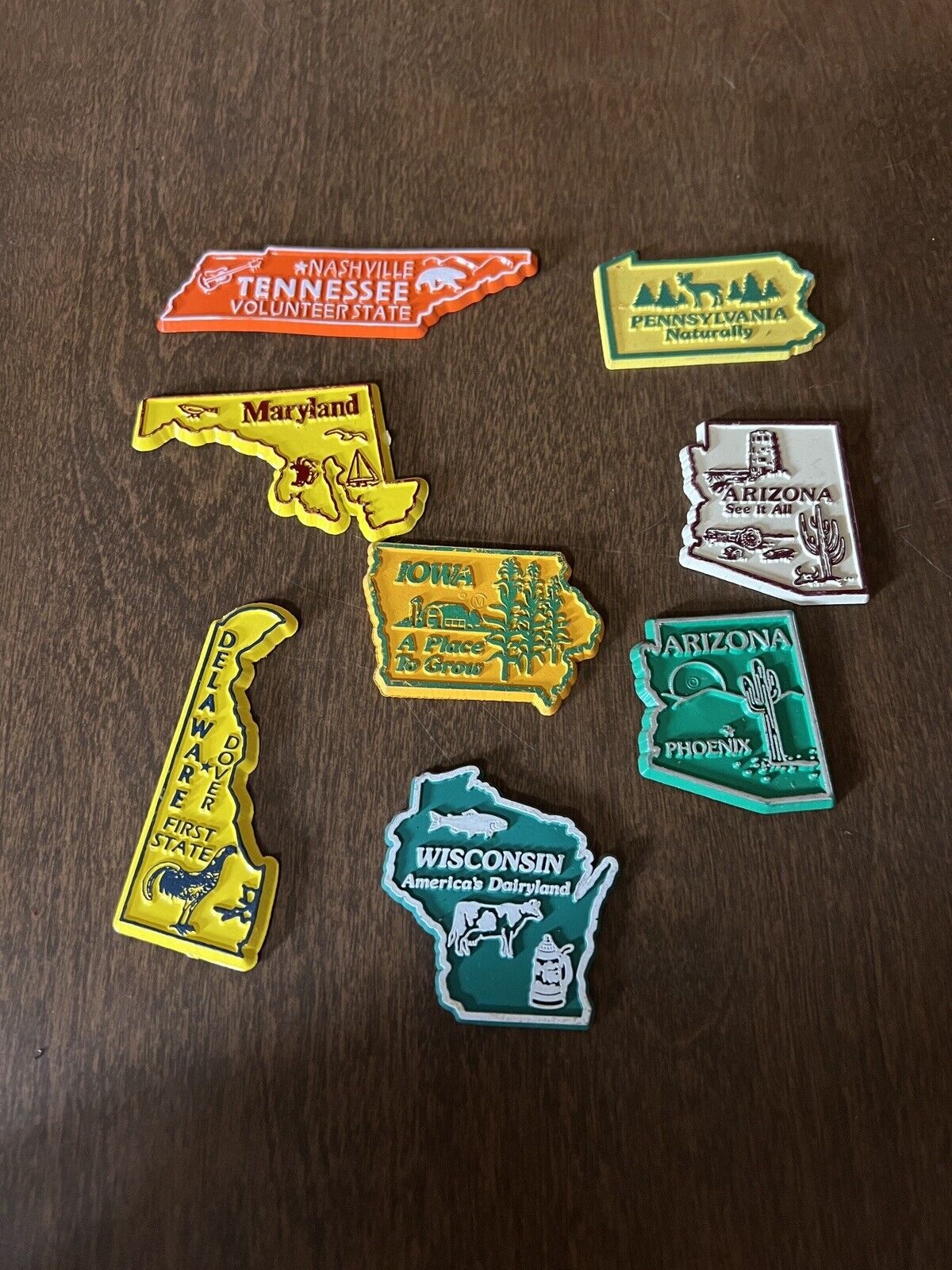 Vintage Souvenir Rubber States State Magnets LOT of 8 TN AZ PA MD IA WI DE