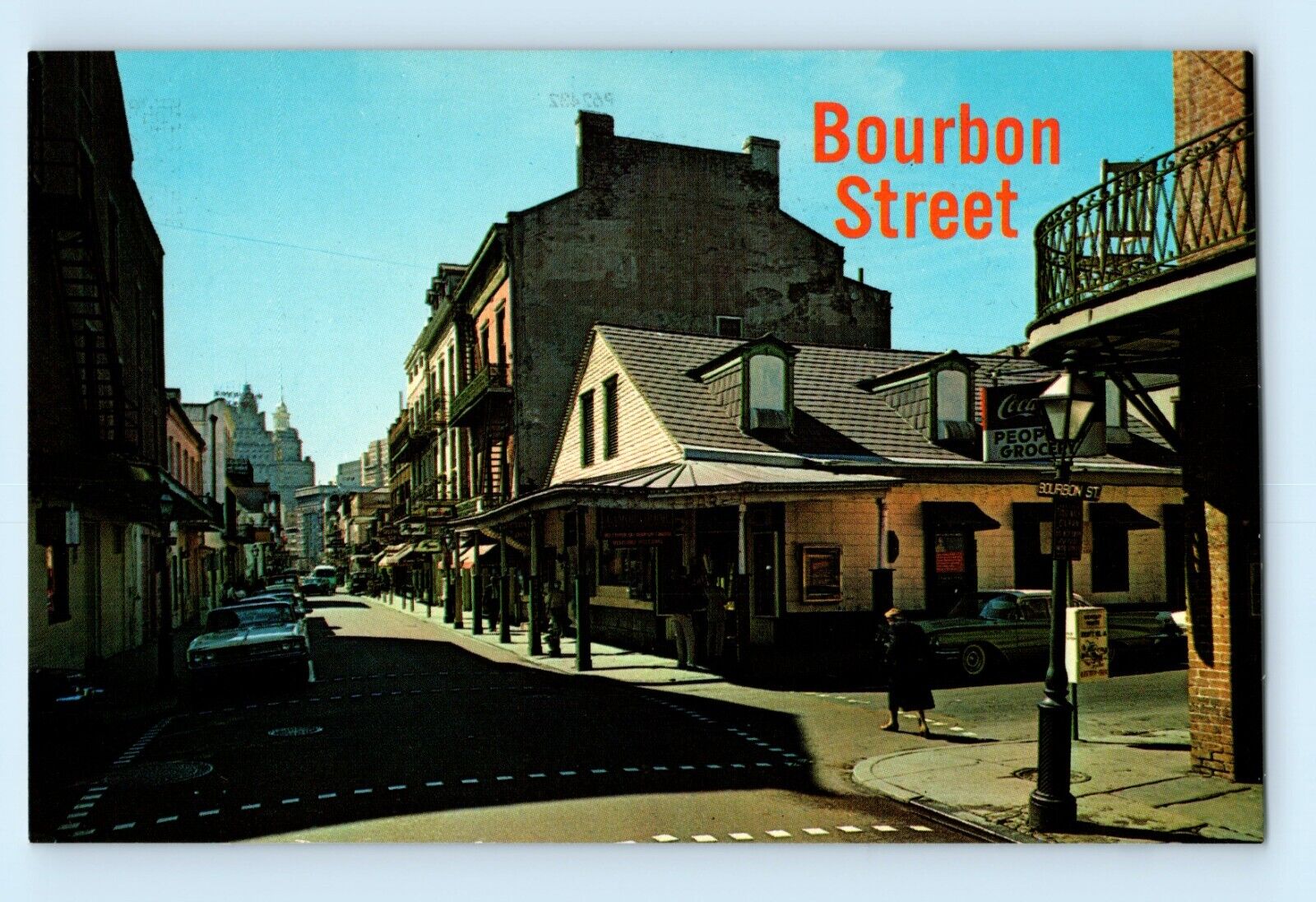 Bourbon Street 1960 New Orleans French Quarter Absinthe HS Louisiana Postcard C2