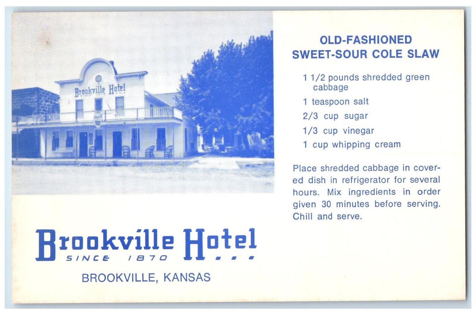 c1960\'s Brookville Hotel Old-Fashioned Country Hotel Brookville Kansas Postcard