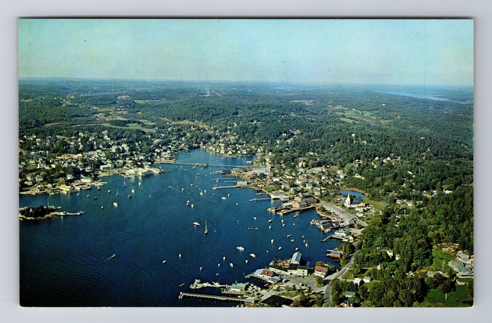 Boothbay Harbor ME-Maine, Aerial View Of Boating Capitol Of NE, Vintage Postcard