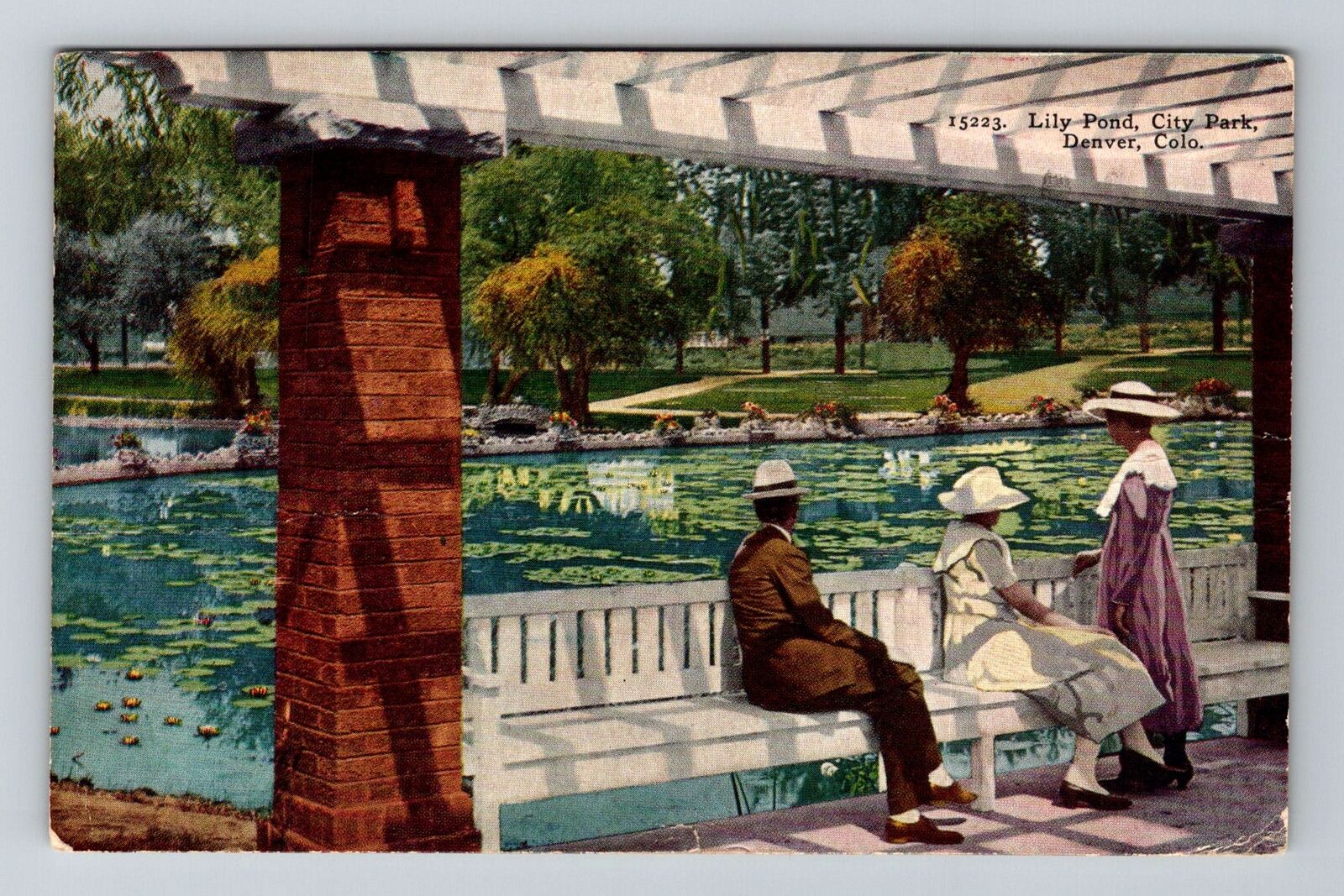 Denver CO-Colorado, City Park Lily Pond, c1919 Vintage Postcard