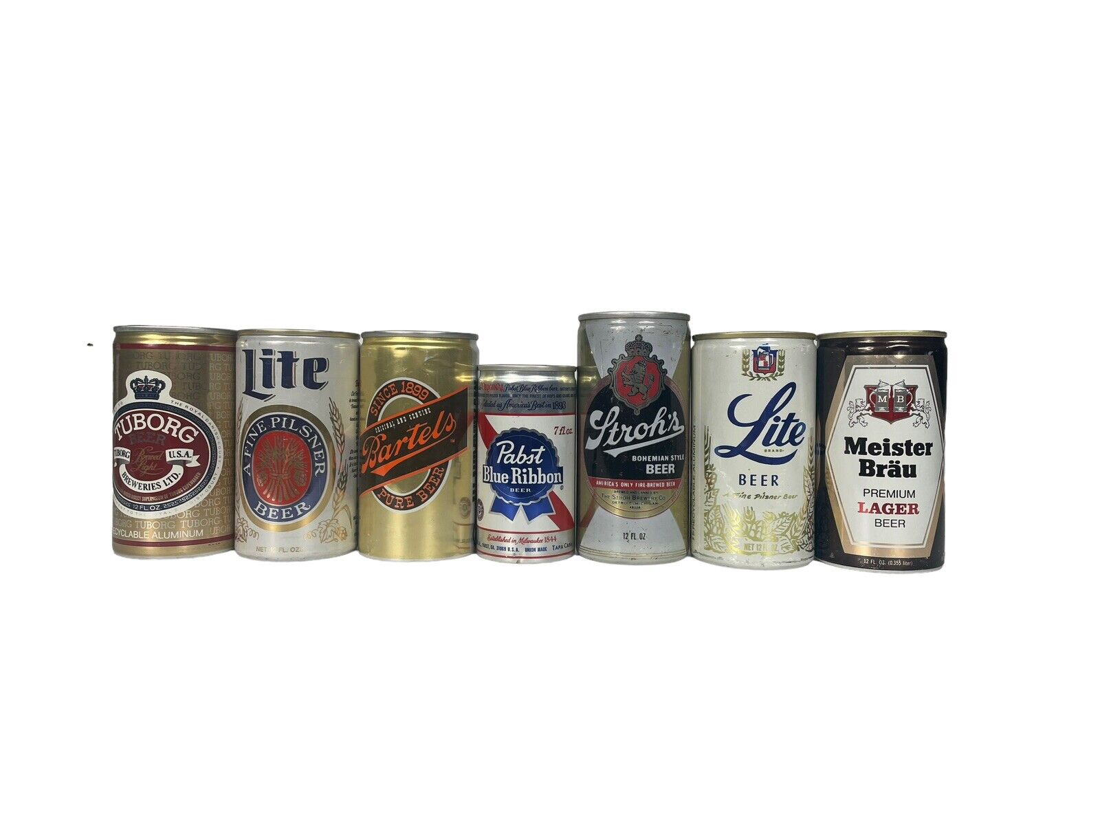 Vintage Beer Cans Lot of 7 Aluminum Miller Pabst Stroh\'s Turborg Bartel\'s