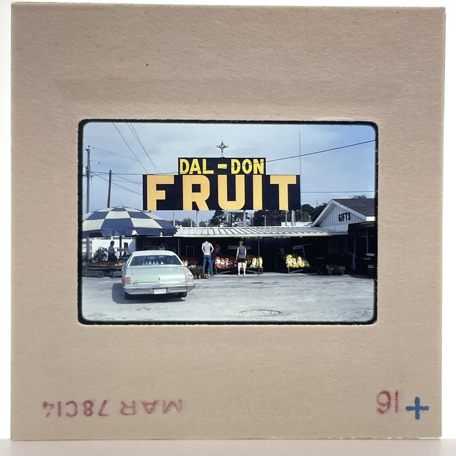 Vintage 70s 35mm Slide Dal-Don Fruit Stand Sign Billboard