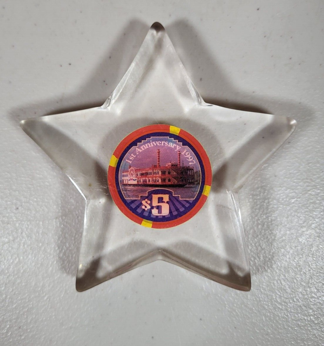 Ameristar Casino Council Bluffs Iowa 1997 1st Anniversary $5 Chip Star Plaque 