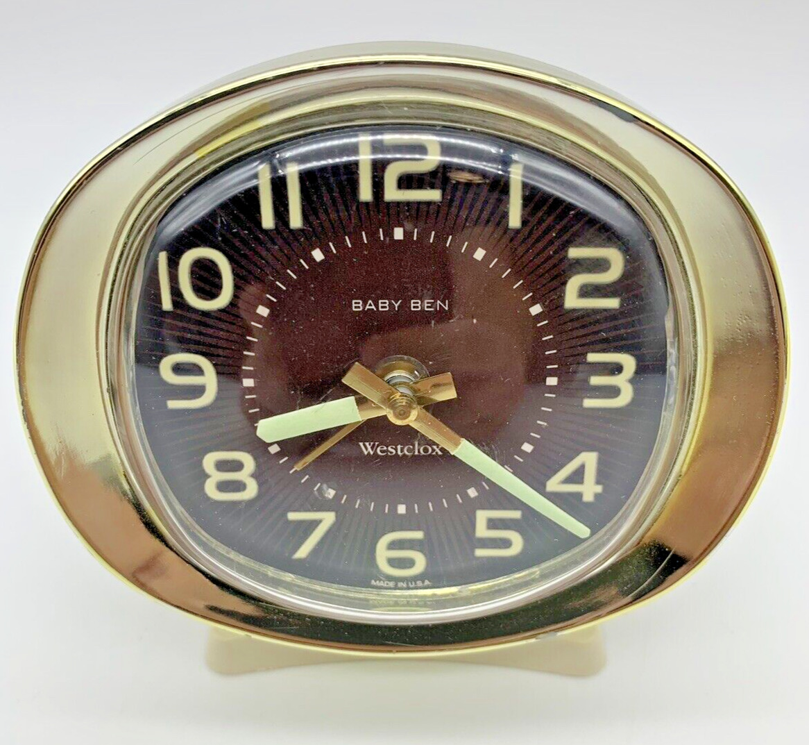 Vintage Big Ben Westclox Baby Ben Luminous Alarm Clock USA Clock Alarm Gold Trim
