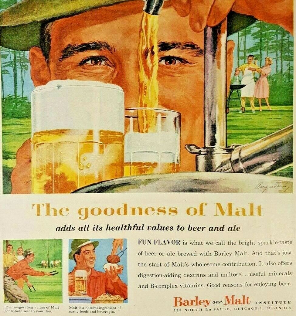 Vintage Life Magazine Ad 1959 Barley & Malt Institute Beer & Ale Digestion Aid 