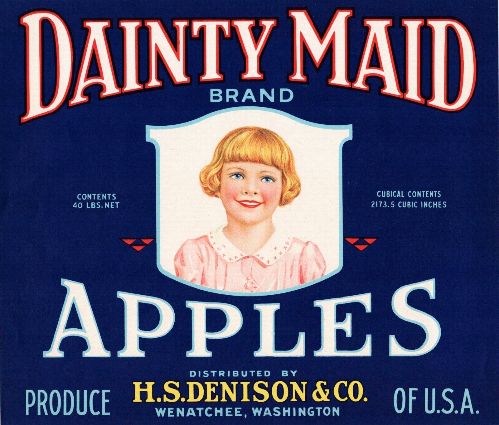 5 Vintage DAINTY MAID Brand Apple Fruit Crate Labels Wenatchee, Washington