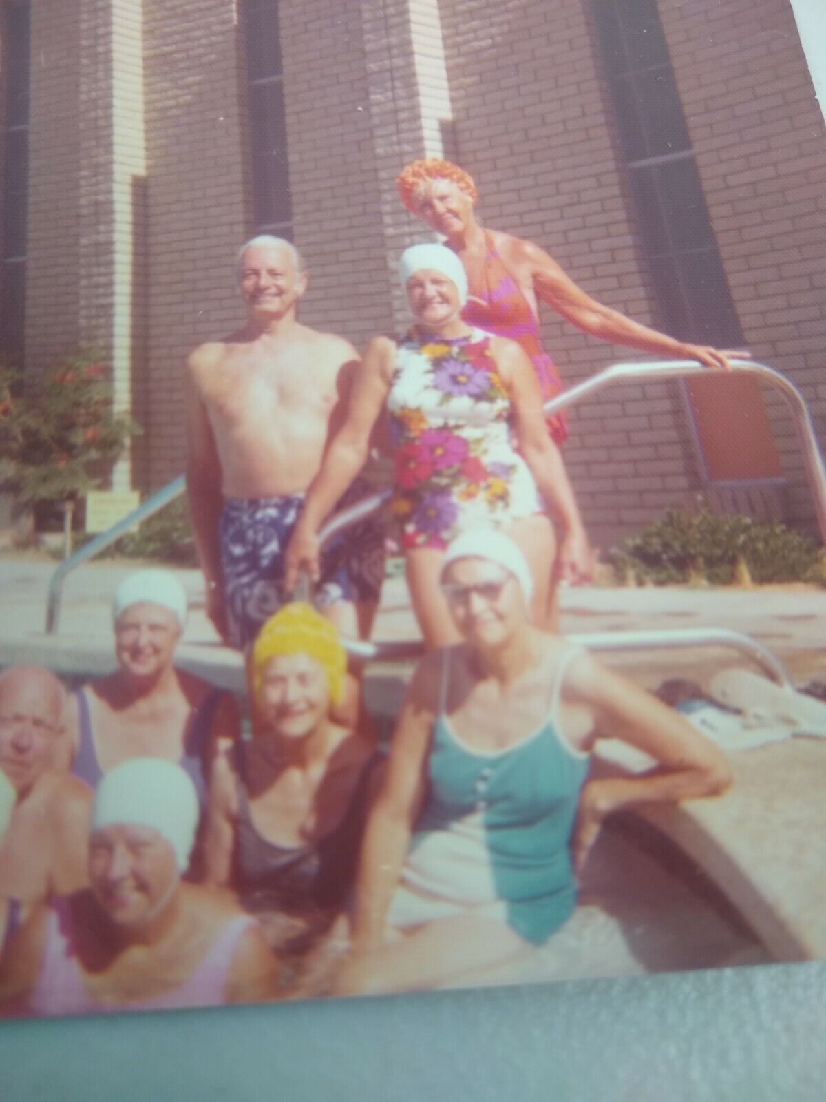 Vintage bathing beauties senior group in swimwear 1974 color 