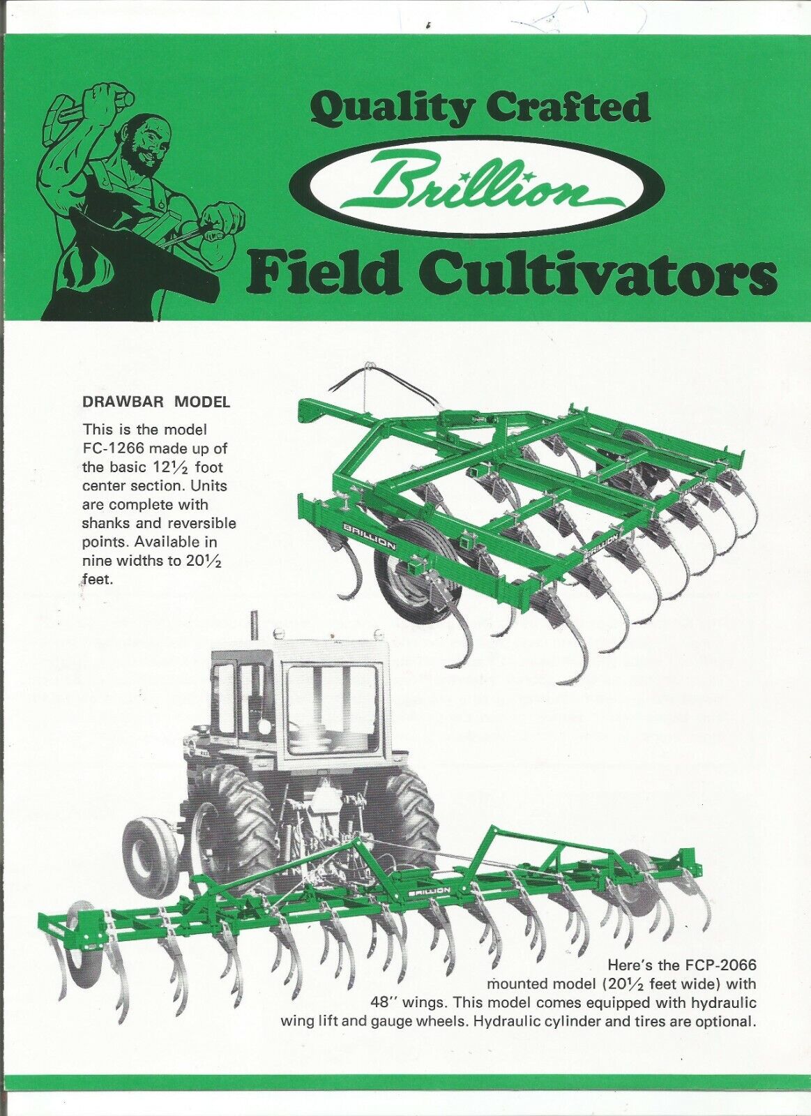 Original Brillion FC and FCP Series Field Cultivators Sales Brochure Form # 47-B