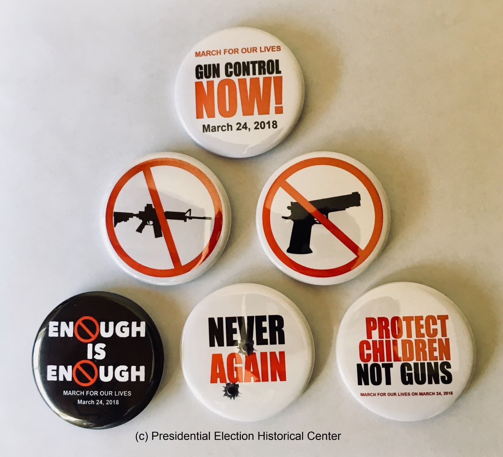 March for Our Lives on March 24, 2018 button collectors set of 6 (GNCON-701-ALL)