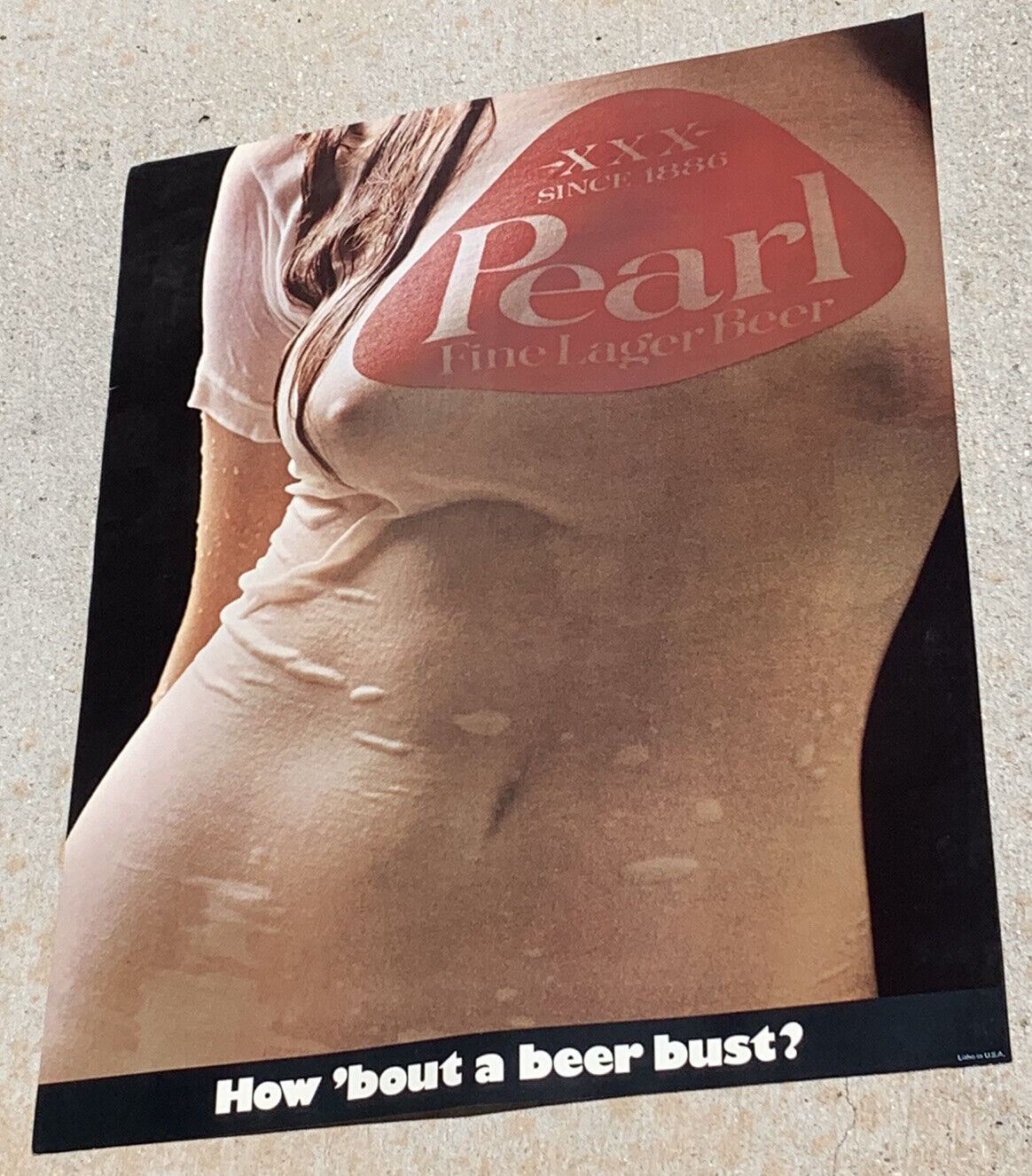 1975 Pearl Beer Wet T-Shirt Poster - Original NOS￼