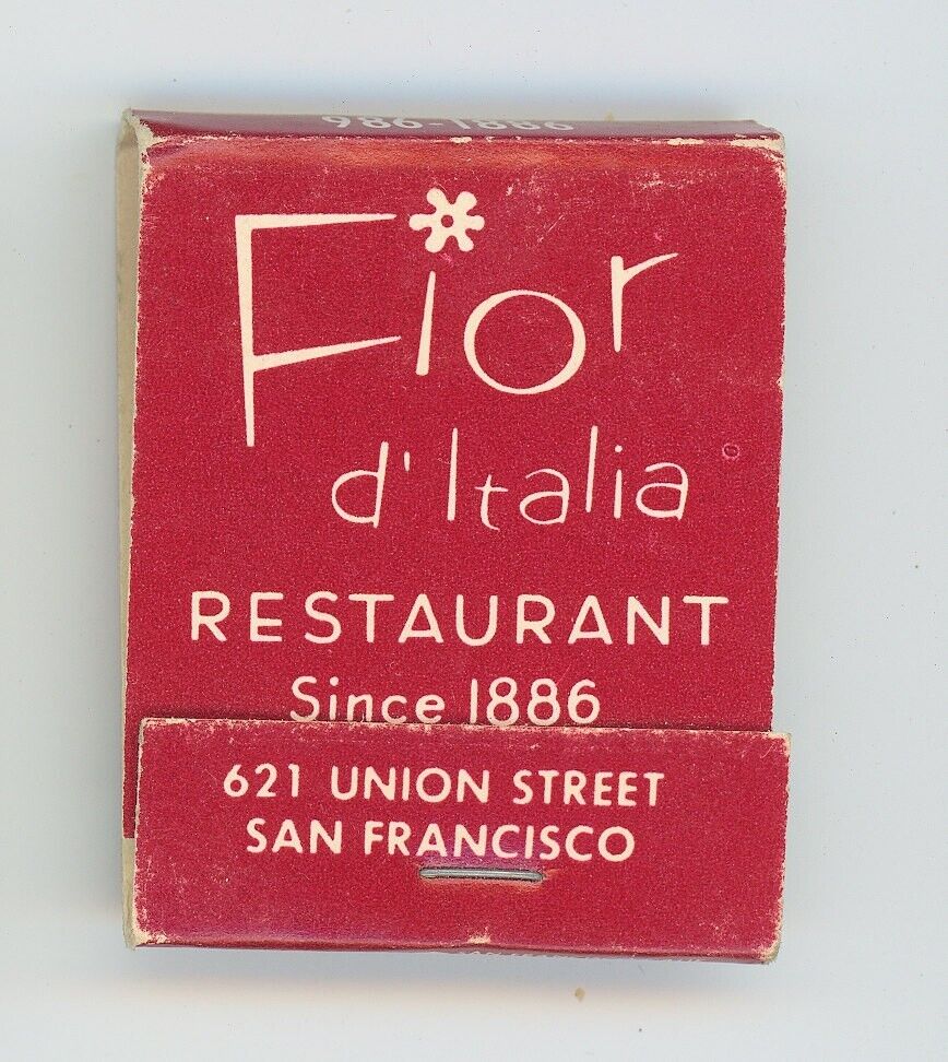 Fior D\'Italia Restaurant 621 Union St. San Francisco Red Antique Matchbook D-6