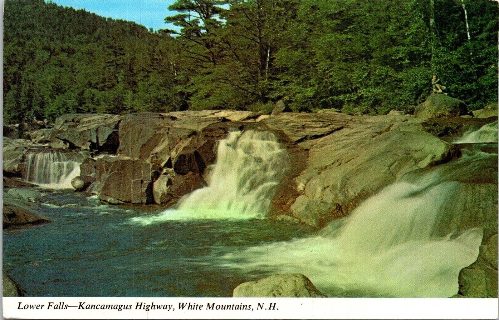 Lower Falls Kancamagus Highway White Mountains New Hampshire NH Postcard VTG UNP