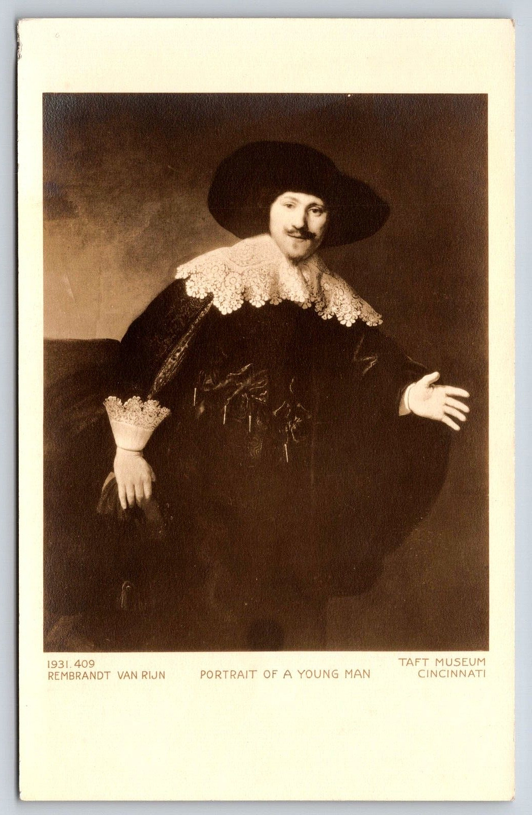 Postcard Cincinnati Ohio Taft Museum Portrait Of A Young Man Rembrandt Van Rijn
