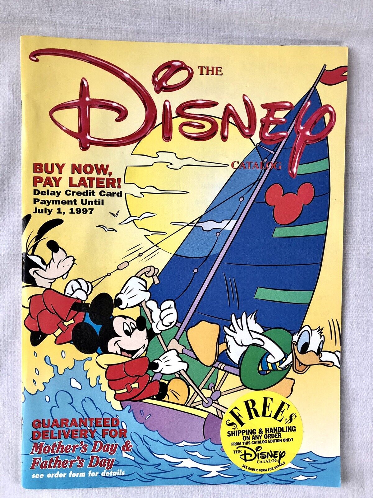 Vtg 1997 Mother's Father's Day Disney Catalog Mickey Donald Goofy Sailing Cover