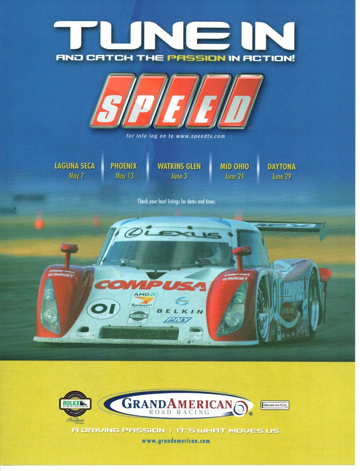 2006 SPEED TV Network NASCAR PRINT AD WALL ART - GRAND AMERICAN ROAD RACING