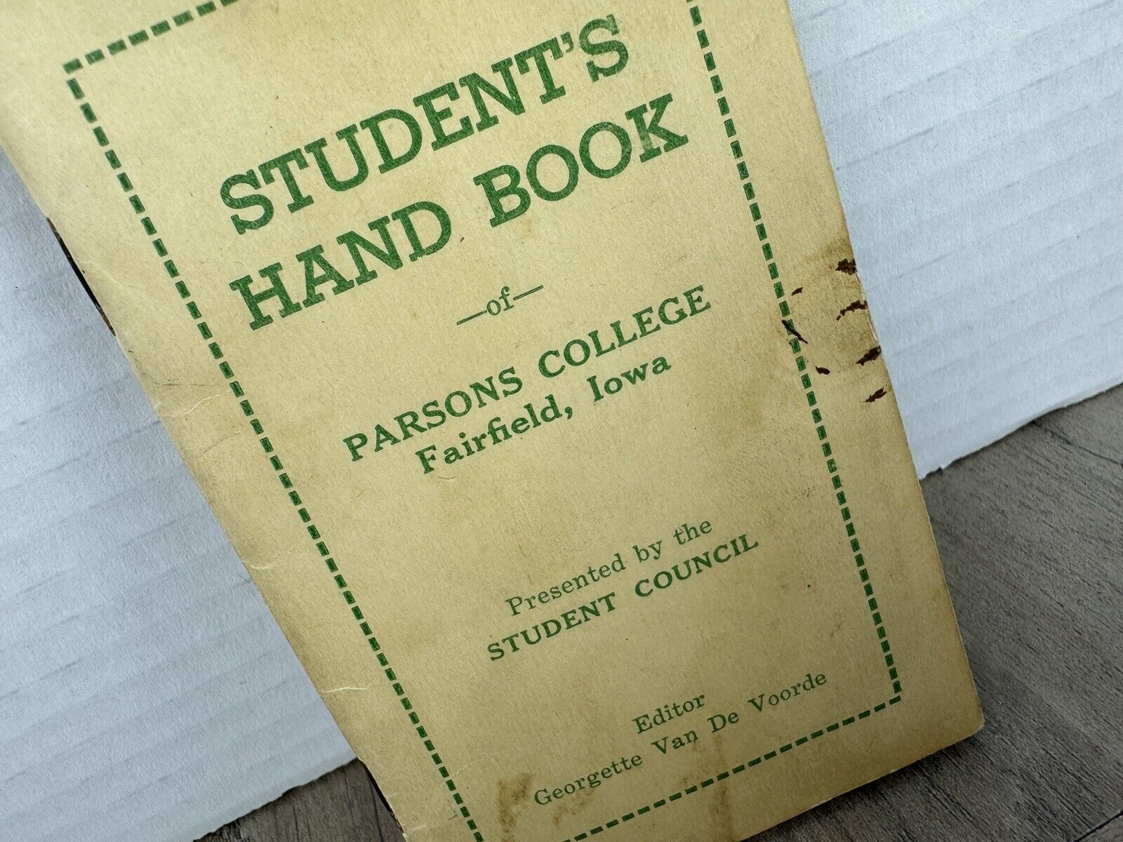 Vtg Parsons College Fairfield Iowa Student Handbook ~ 1946 1947 Ephemera Book