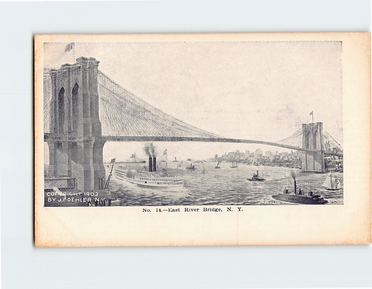 Postcard East River Bridge New York City New York USA