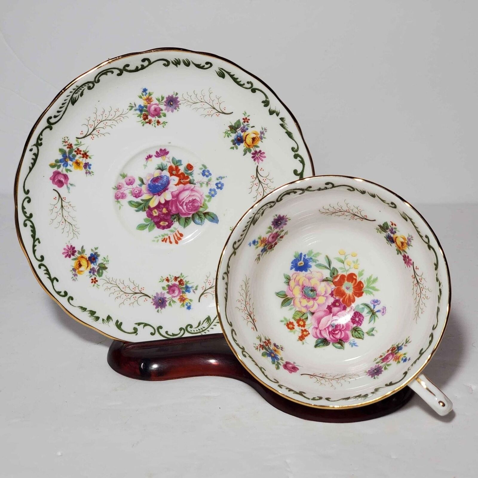 Copelands Grosvenor Teacup and Saucer Floral England Vintage