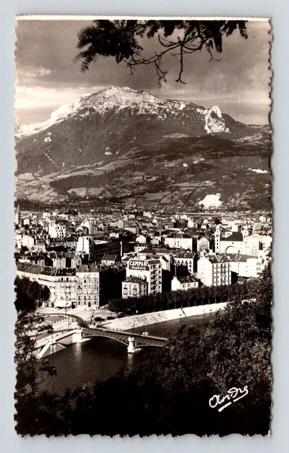 CPA Carte Photo Grenoble Alpes, Campari Aperativo Sign on Building Postcard