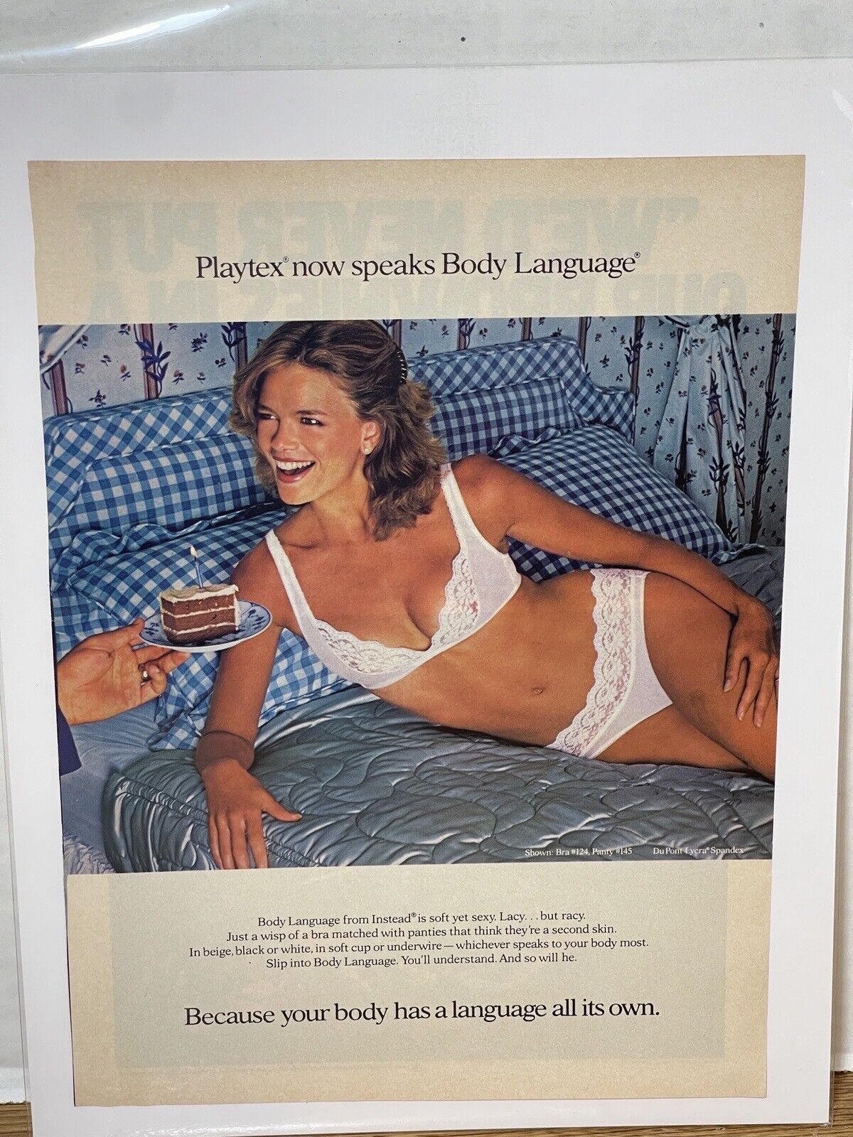 VINTAGE 1980s Print Ad ~Playtex Body Language Underwear ~Slip into Body Language