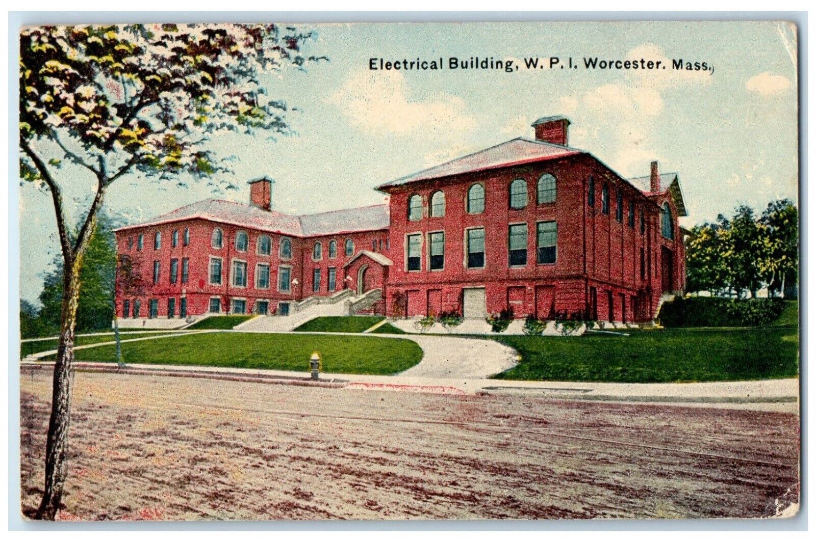c1910 Electrical Building WPI Exterior Building Worcester Massachusetts Postcard