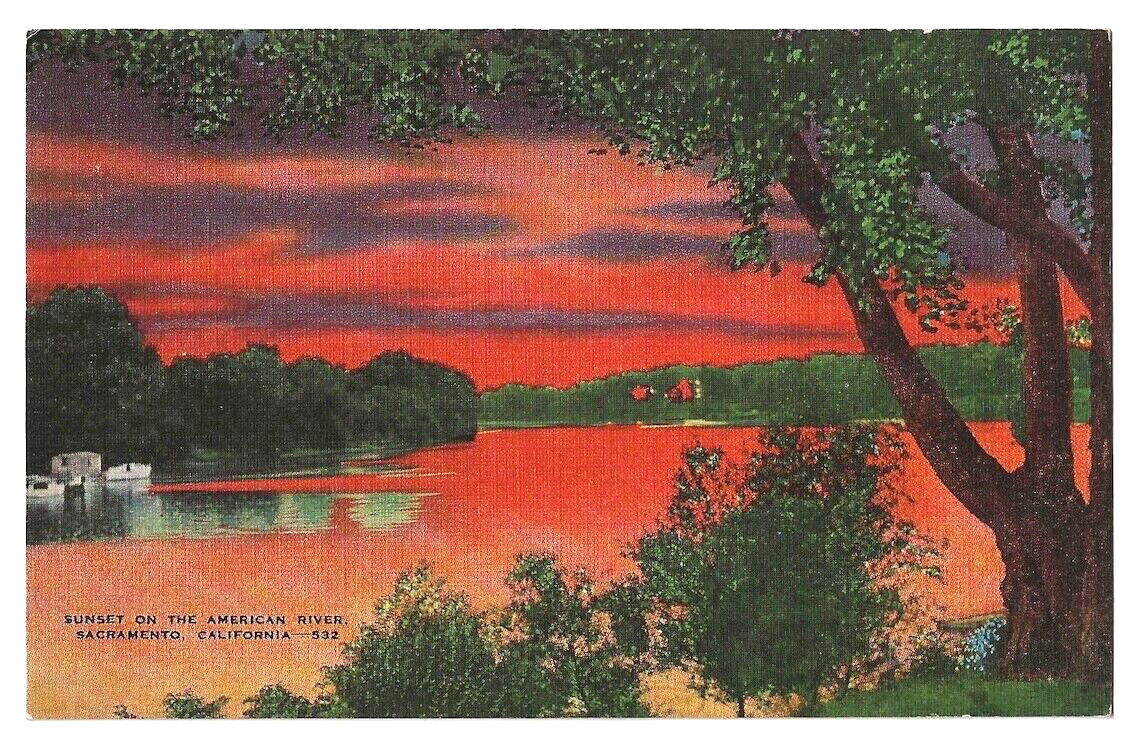 Sacramento California c1940\'s Sunset on the American River