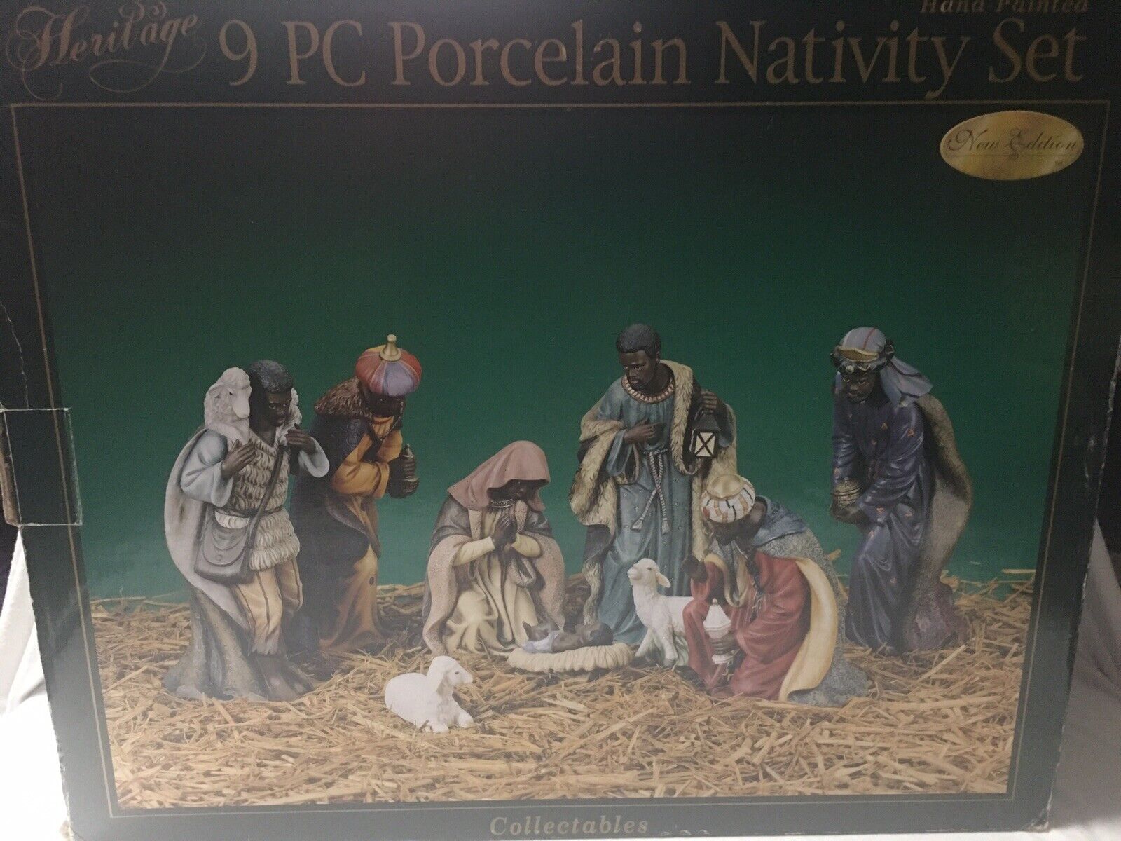 Heritage Nine Piece Porcelain Nativity Set New Edition Handpainted Collectible9”