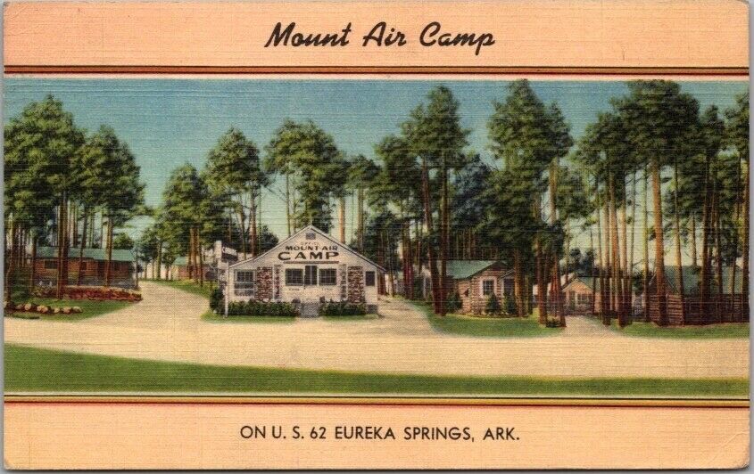 EUREKA SPRINGS, Arkansas Postcard MOUNT AIR CAMP Roadside MWM Linen 1941