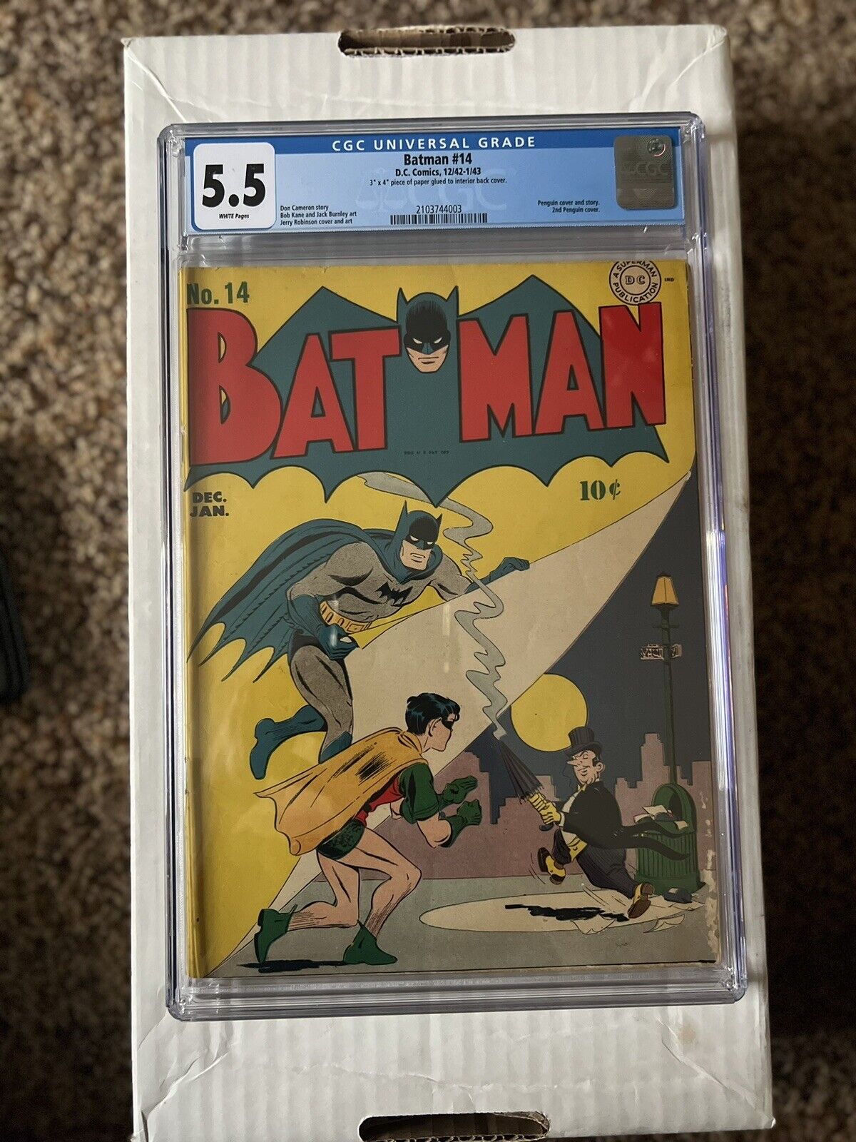 1942 / 1943 DC COMICS BATMAN #14 (CGC Universal Grade 5.5) 2nd Penguin Cover