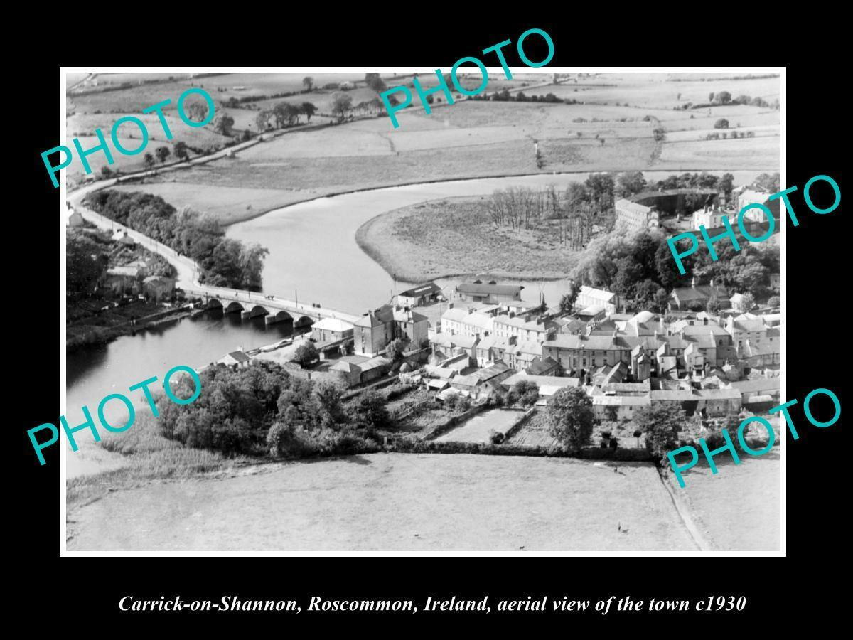 OLD 8x6 HISTORIC PHOTO OF CARRICK ON SHANNON IRELAND TOWN AERIAL VIEW c1930 2