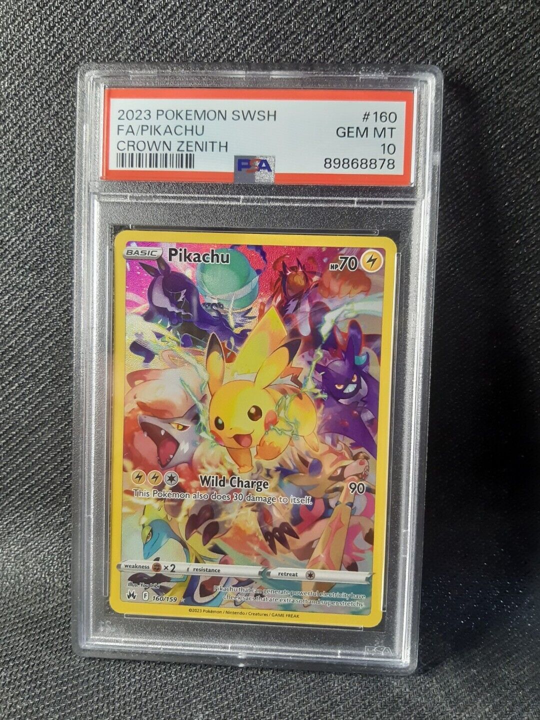 PSA 10 Pikachu 160/159 Crown Zenith Full Art Holo Graded Pokemon Card