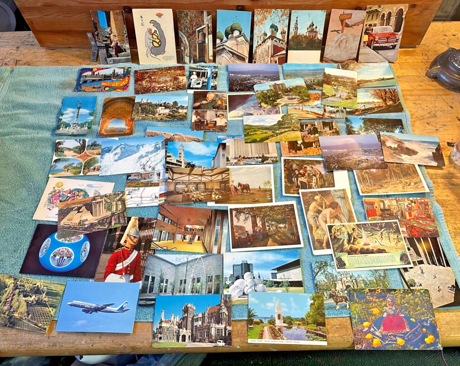Vintage Mixed Lot of 55 Postcards From Around The World with Used Stamps Travel