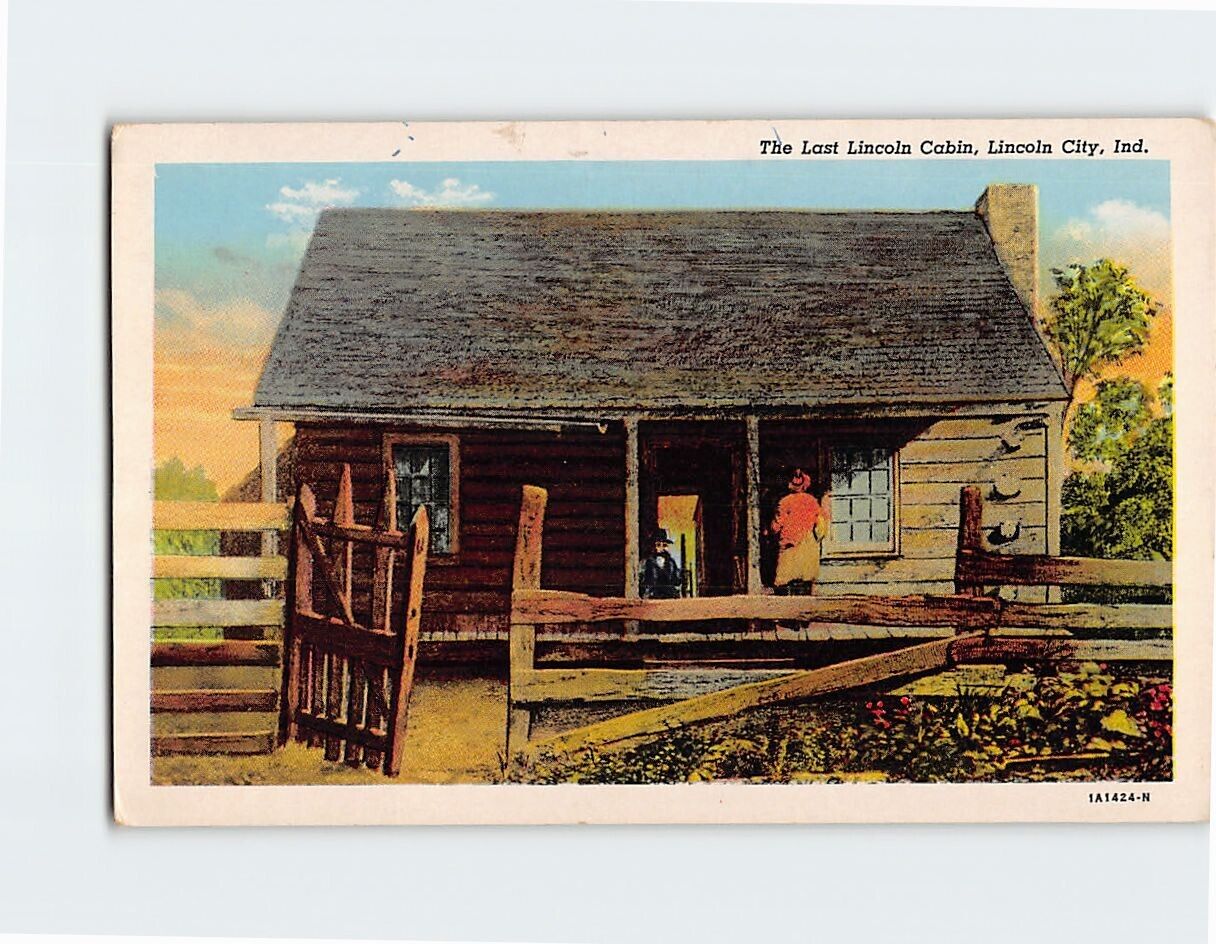 Postcard The Last Lincoln Cabin Lincoln City Indiana USA