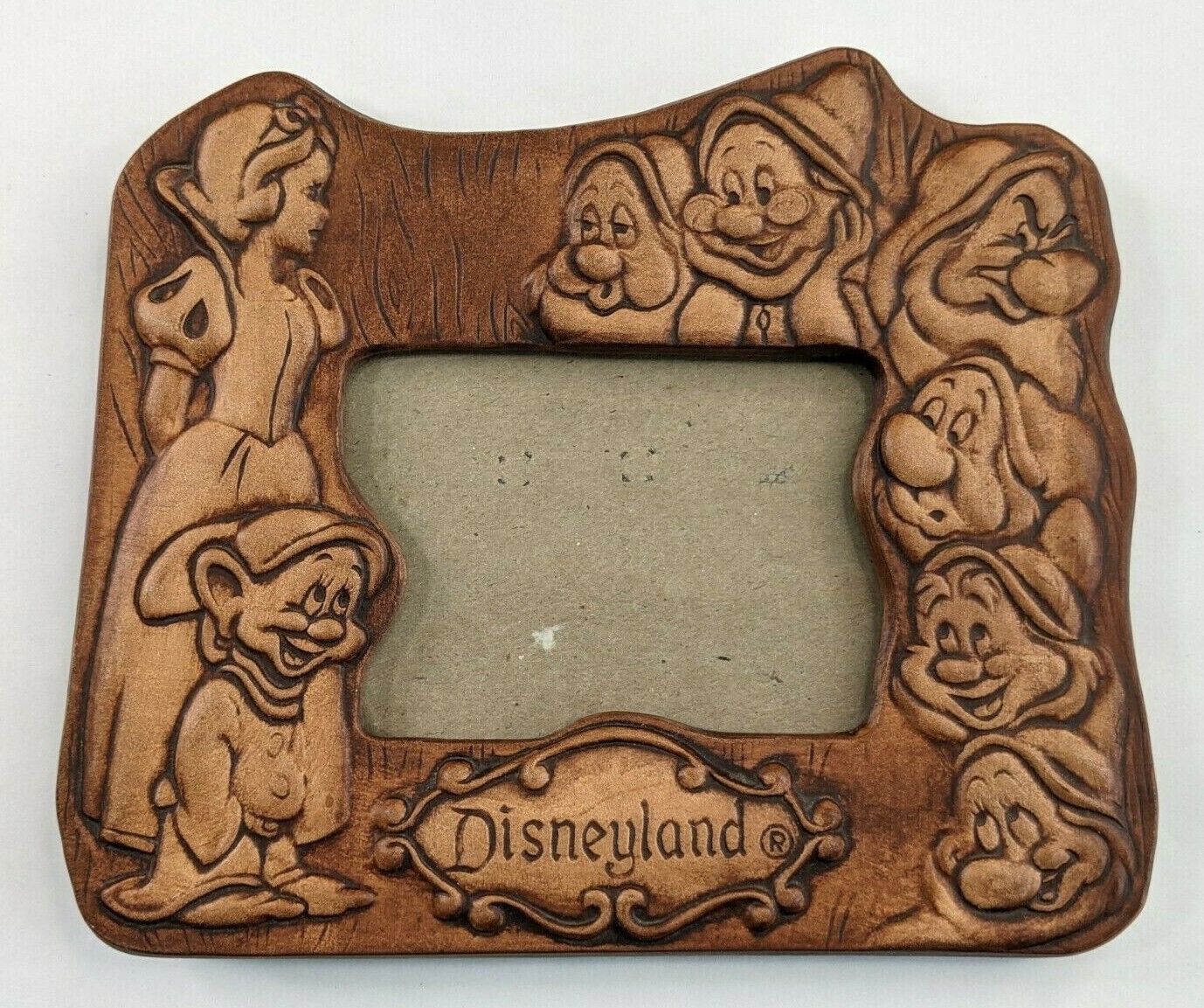 Snow White Picture Frame Seven Dwarfs Vintage 1970 Disneyland Treasure Craft