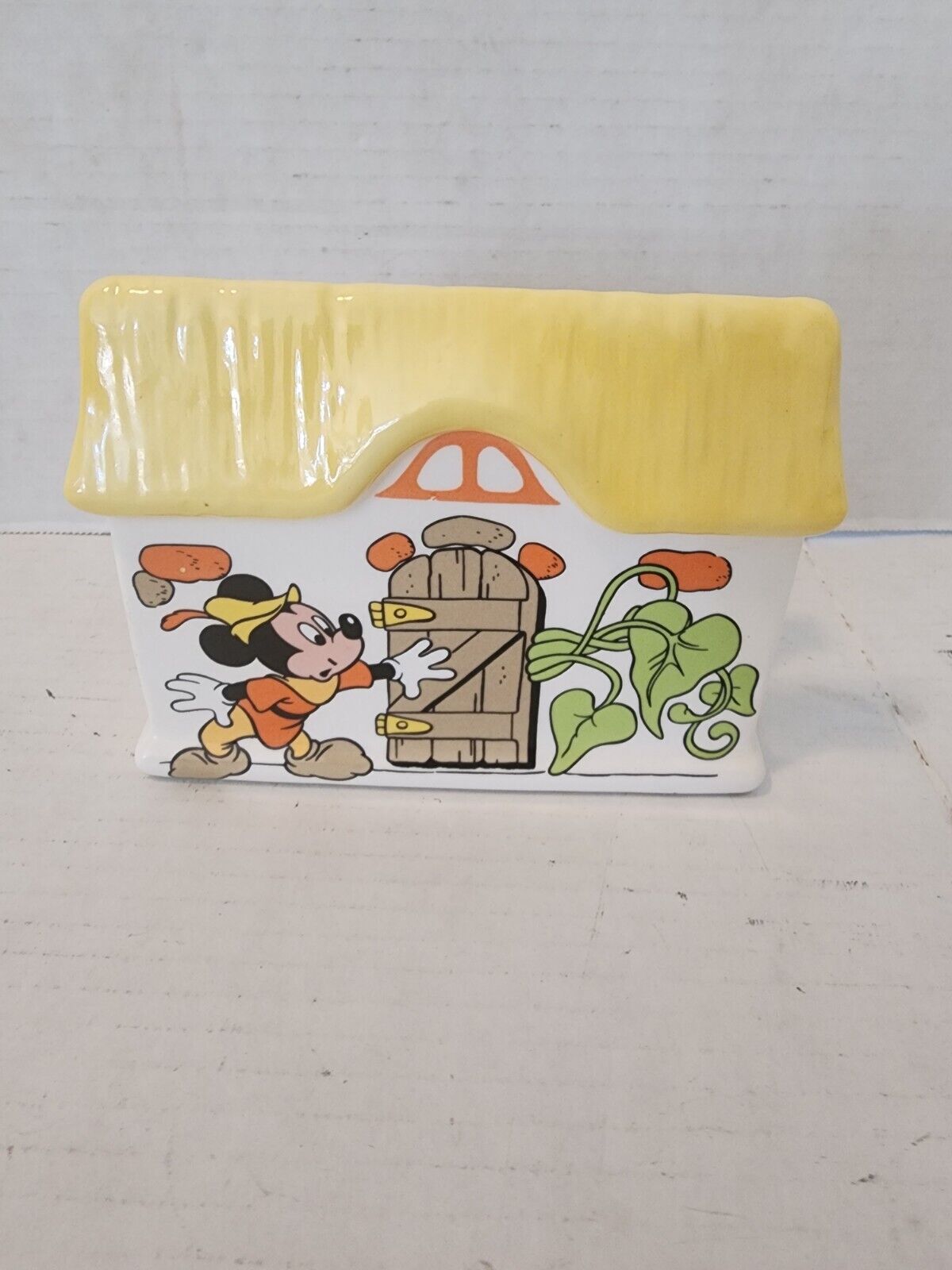 RARE Vintage Walt Disney Mickey And The Beanstalk Tableware Napkin Holder 1970s