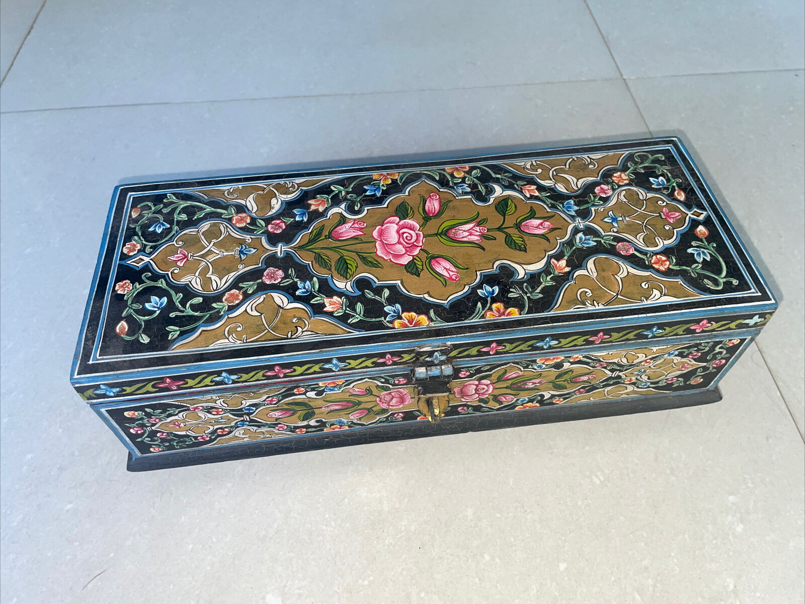Floral Pen Pencil Wooden Box Old Office Table Decorative 12\