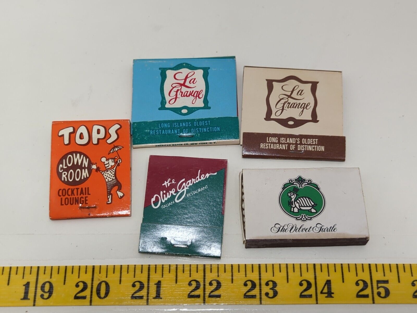 Vintage Matchbooks lot of 5 La Grange Tops coffee Olive Garden The Velvet Turtle