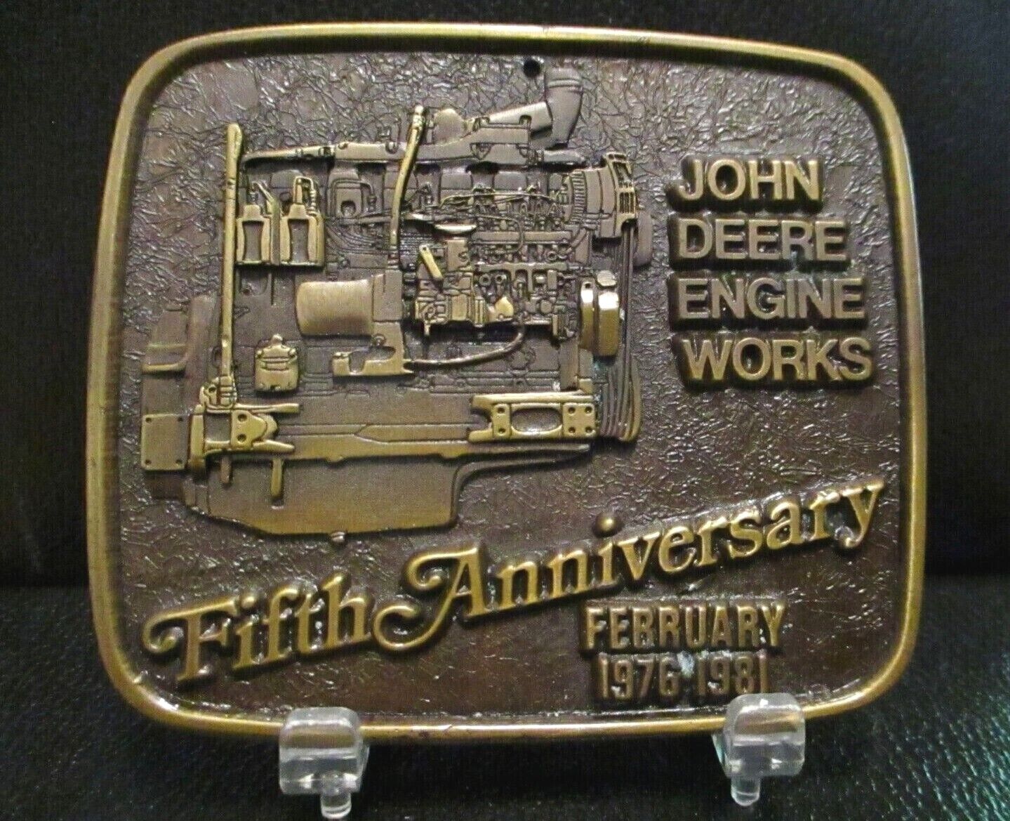 John Deere Engine Works Waterloo Iowa Medallion 5th Anniversary 1981 Brass jd 