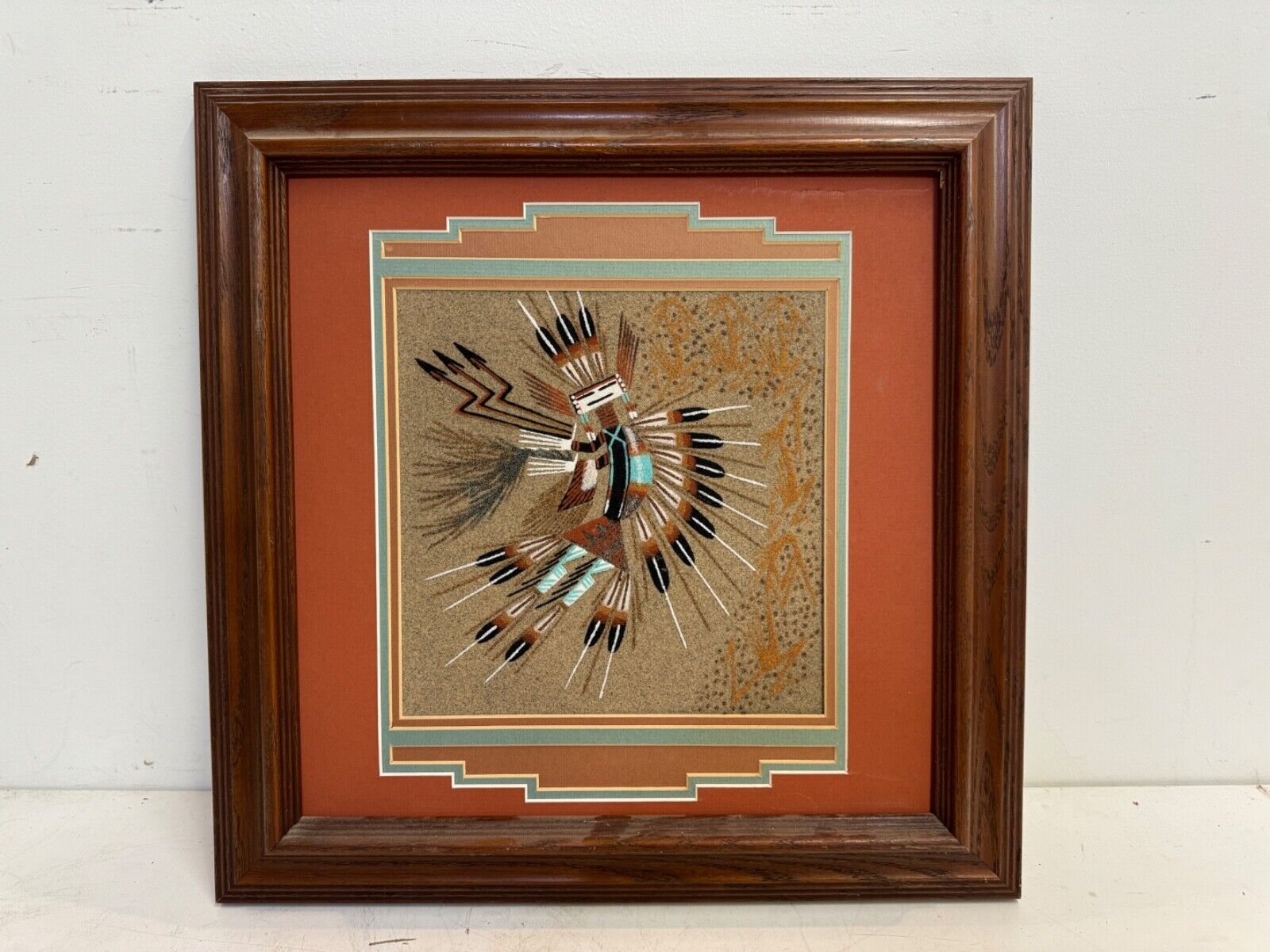 Vintage “Whirling Yei” Authentic Navajo Sand Painting Signed James Begay