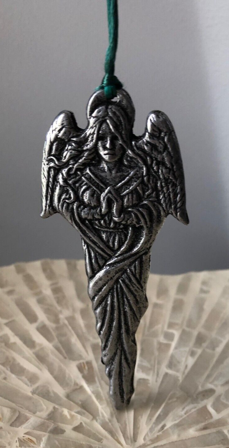 Vintage Carson Silver Pewter Angel Christmas Ornament