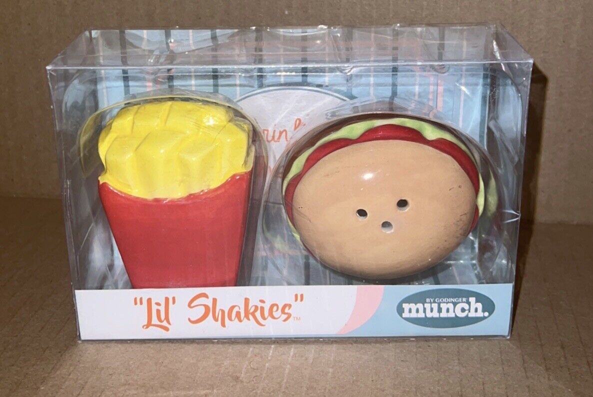LIL SHAKIES Burger And Fries Salt And Pepper Shakers Set NEW