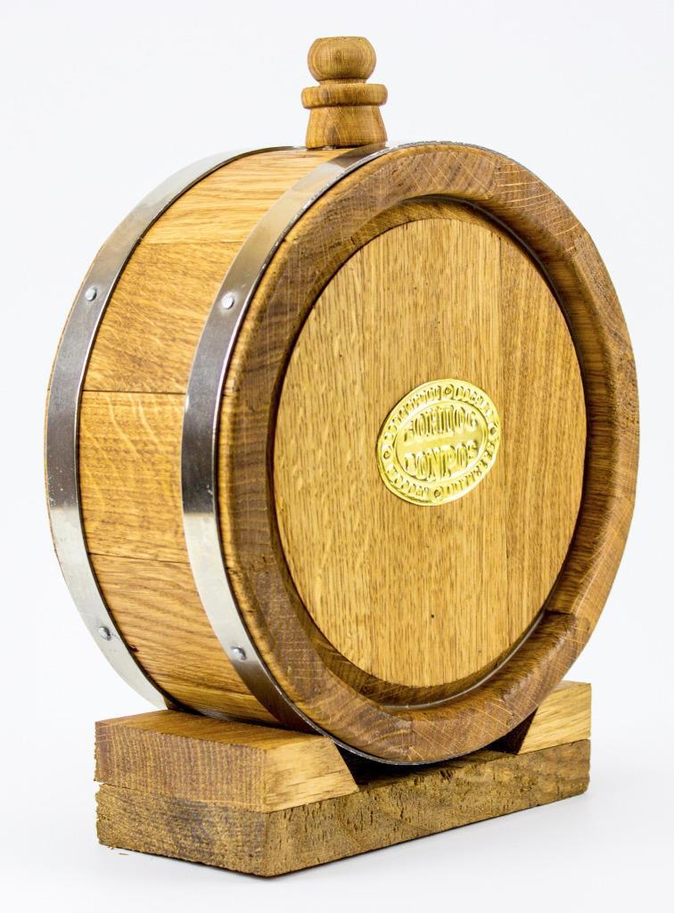 Oak Wooden Barrel Storage Holder Aging Wine Whiskey Spirits Cask Jar w/ Stand 1L