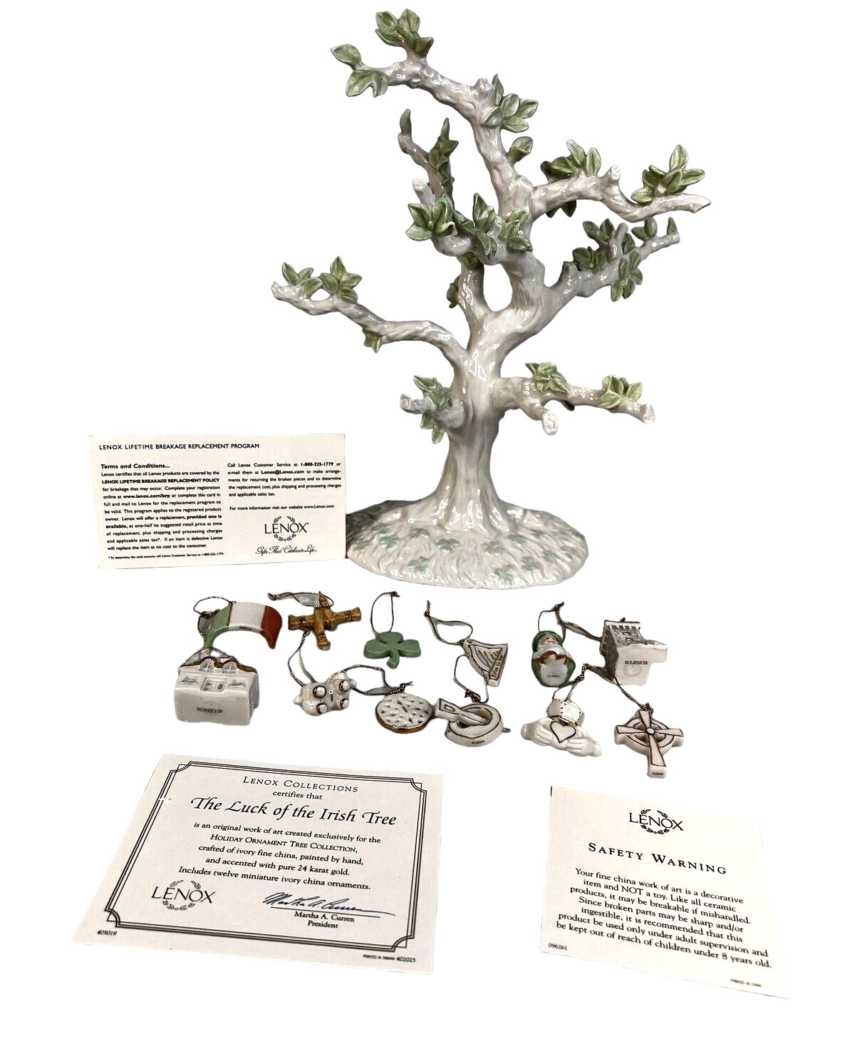 Lenox Luck of the Irish Tree with 12 Miniature Ornaments St Patrick\'s Day 2005