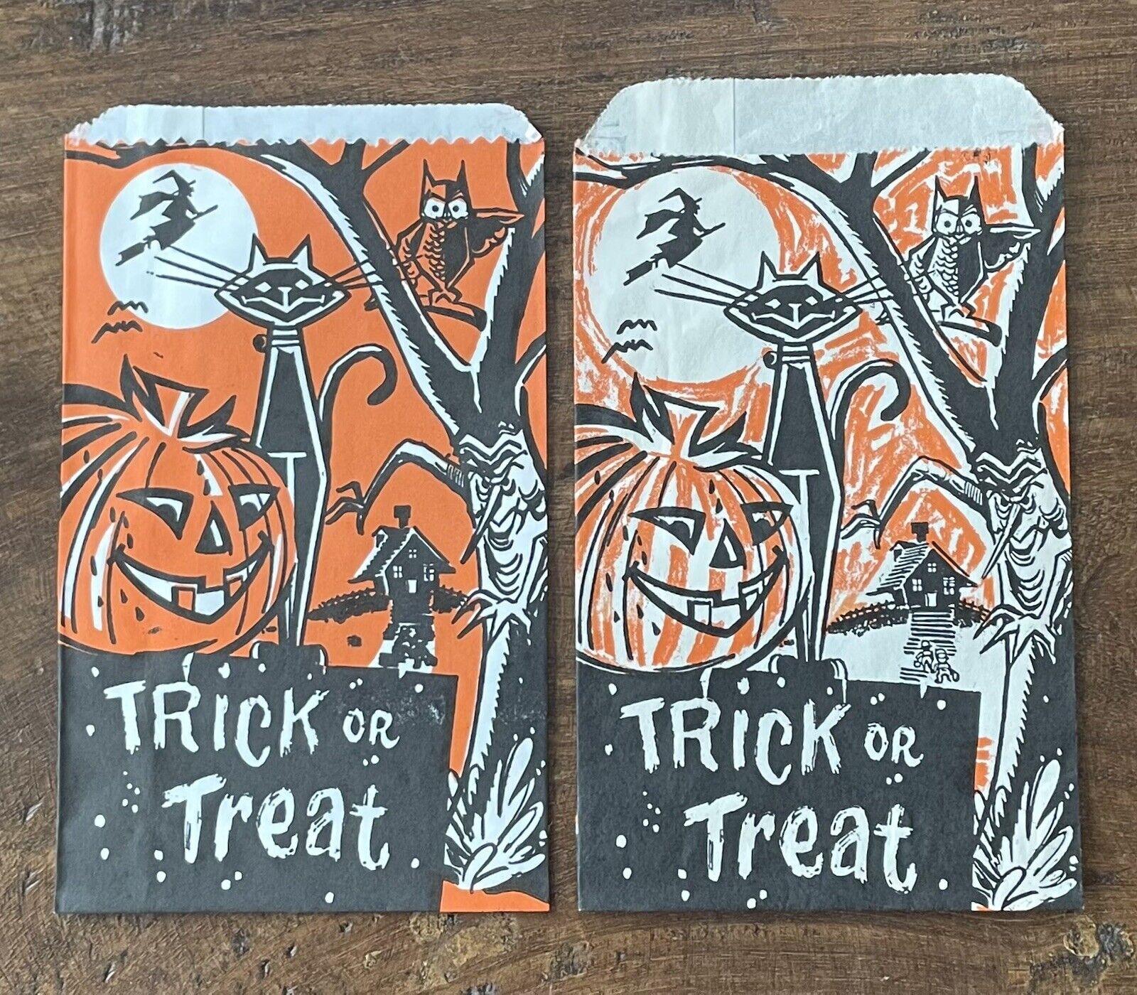 Vintage 1960s Halloween Paper Trick or Treat Handout Bag Set • Variants
