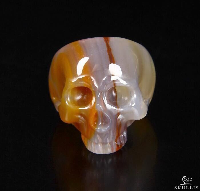 Size 7 1/2 Agate Carved Crystal Skull Ring