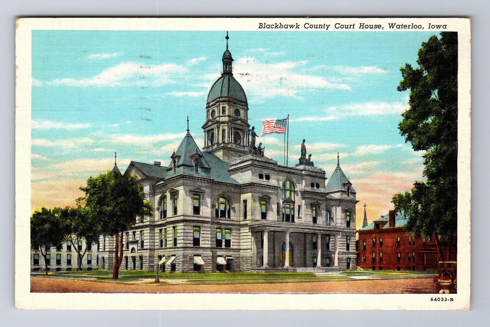 Waterloo IA-Iowa, Blackhawk County Court House, Antique, Vintage c1941 Postcard