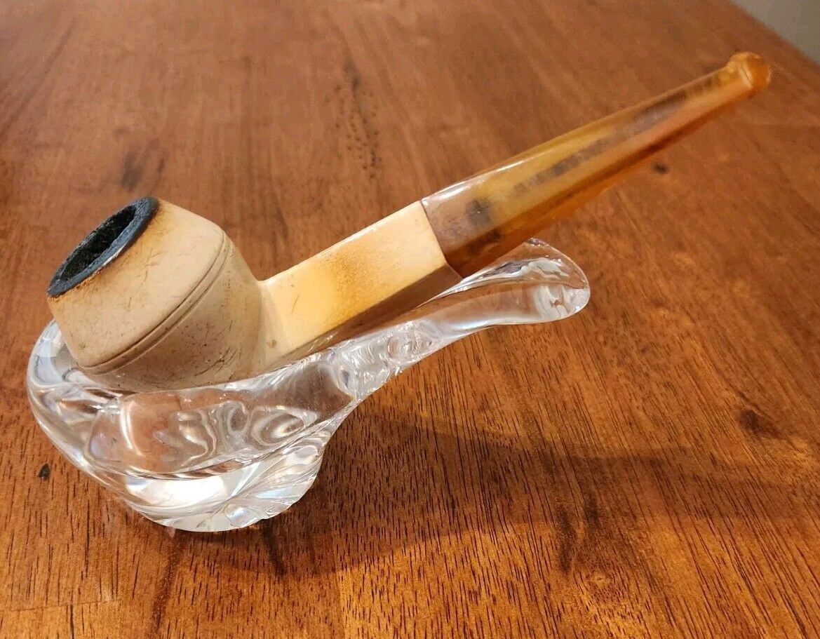 Vintage Estate Tobacco Pipe And Crystal Pipe Rest