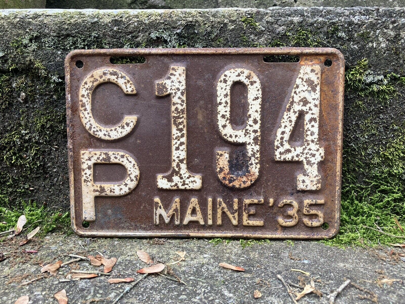 Authentic Vintage 1935 Maine License Plate Antique Metal License Plate Auto Tag